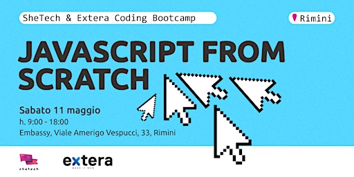 Imagem principal do evento SheTech & Extera Coding Bootcamp: JavaScript from scratch