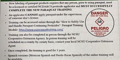 Primaire afbeelding van In-Person Paraquat Training