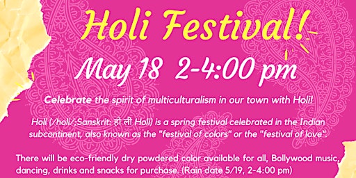 Hauptbild für Holi Festival in Natick Center!