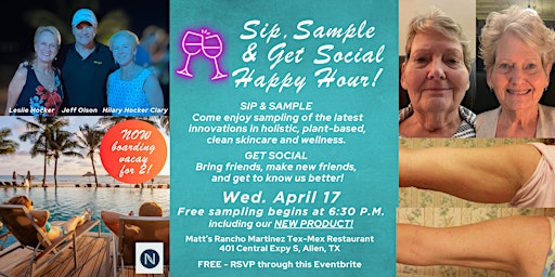 Primaire afbeelding van Sip, Sample & Get Social  April 17 Allen, Texas