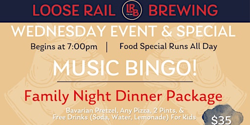 Imagem principal do evento Music Bingo & Family Date Night Every Wednesday!