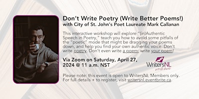 Primaire afbeelding van Don’t Write Poetry (Write Better Poems!) with Mark Callanan