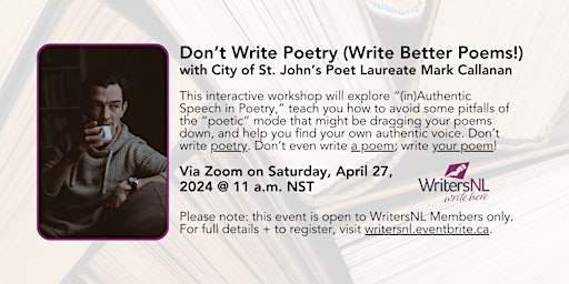 Image principale de Don’t Write Poetry (Write Better Poems!) with Mark Callanan