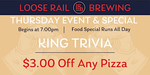 Trivia & $3 off pizzas every Thursday! primary image