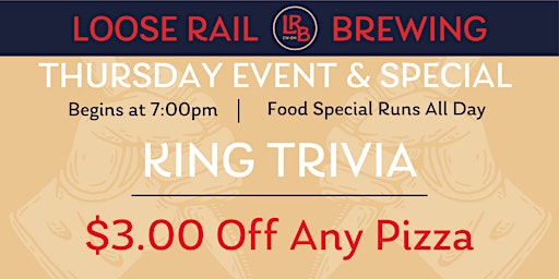 Imagen principal de Trivia & $3 off pizzas every Thursday!