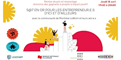 Imagem principal de 5@7 pour les entrepreneur.e.s d'ici et d'ailleurs : remise de prix!