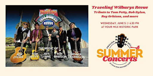 Immagine principale di Traveling Wilburys Revue: Swallow Hill Concerts at Four Mile Historic Park 