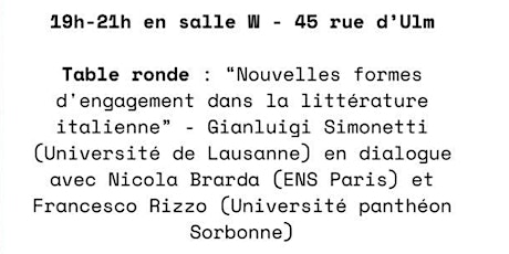 Table ronde: 'Nouvelles formes d'engagement dans la littérature italienne'