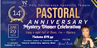 Hauptbild für Pastoral anniversary mystery dinner celebration