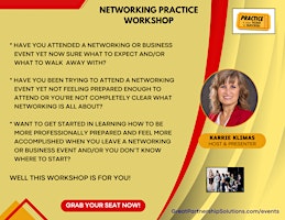 Primaire afbeelding van NETWORKING PRACTICE WORKSHOP:  Achieve Networking Success in Real Time!
