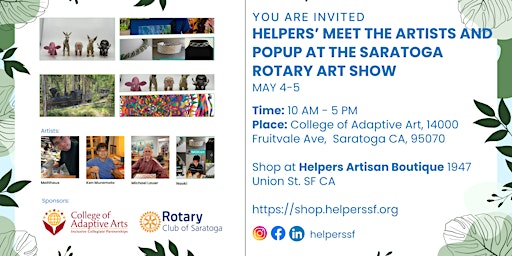 Image principale de Helpers' Meet The Artists & Popup at The Saratoga Rotary Art Show