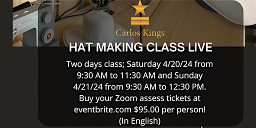 Primaire afbeelding van Hat Making Class (Zoom Class Live)
