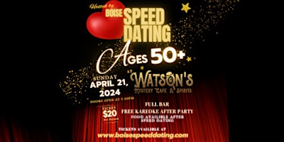 Imagem principal do evento Speed Dating 50+ Ages @ Watsons Mystery Cafe & Spirits