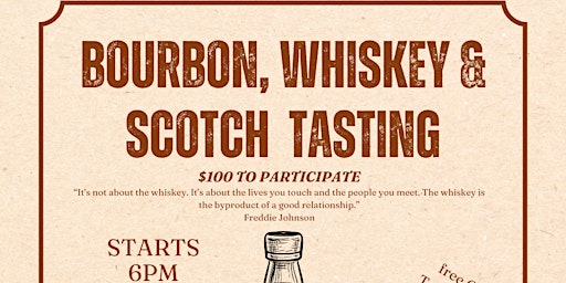 Imagen principal de Bourbon, Whiskey, & Scotch Tasting!