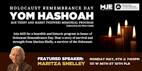 Hauptbild für Yom Hashoah/Holocaust Remembrance Day  & Dessert Reception | 20s 30s YJPs