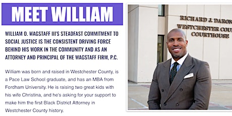 Meet & Greet with William O. Wagstaff -  Democratic Candidate for Westchester District Attorney