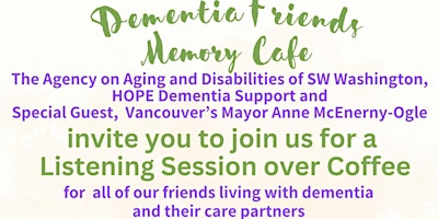 Image principale de Memory Cafe Invites you to a Listening Session over Coffee.
