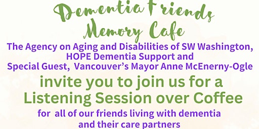 Memory Cafe Invites you to a Listening Session over Coffee. primary image