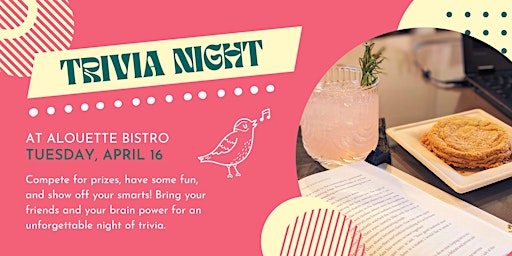 Immagine principale di Trivia Night at Alouette Bistro 