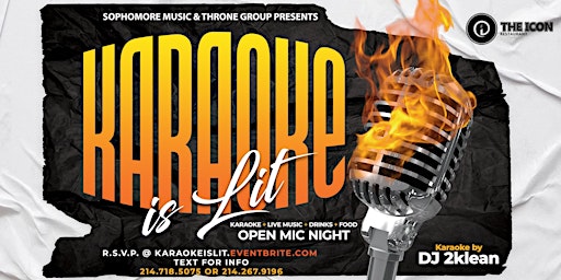 Image principale de KARAOKE IS LIT!! THE ALL NEW KARAOKE - OPEN MIC - LIVE TALENT NIGHT @ ICON