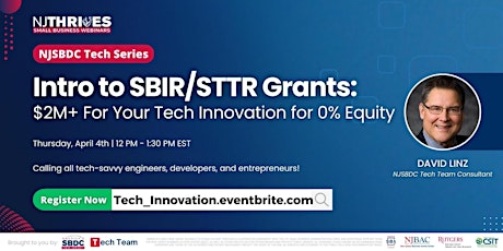 Image principale de Intro to SBIR/STTR Grants: $2M+ For Your Tech Innovation for 0% Equity