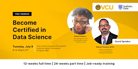 Webinar - VCU Data Science Program Info Session: July 9, 6pm