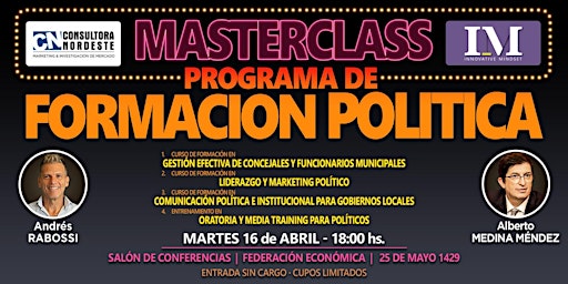 Imagen principal de MASTERCLASS - PROGRAMA DE FORMACIÓN POLITICA