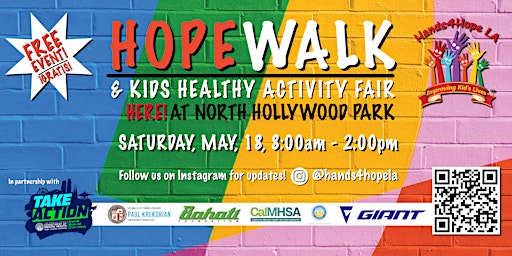 Primaire afbeelding van 21st Annual Hands4Hope LA HopeWalk & Kid's Activity Fair