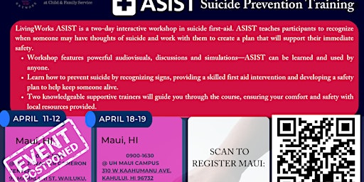 Imagen principal de The Cohen Clinic presents ASIST Suicide Prevention Training Maui