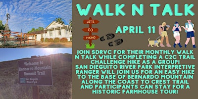 SDRVC monthly Walk N Talk from Sikes Adobe to the base of Bernardo Mountain