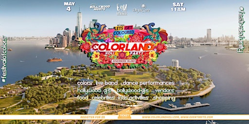 Primaire afbeelding van Biggest Spring Festival of colors "COLORLAND HOLI" on Governors Island, NYC