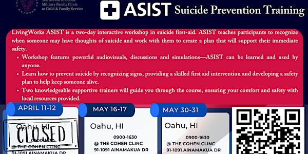 The Cohen Clinic presents ASIST Suicide Prevention Trainings OAHU