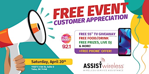 Imagem principal do evento Assist Wireless Customer Appreciation Event - Tulsa