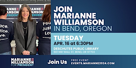 Meet Marianne Williamson in Bend, OR!