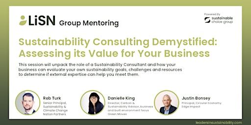Imagen principal de Sustainability Consulting Demystified-Assessing its value for your Business
