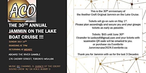 The 30th Annual Jammin on the Lake Boat Cruise !!! primary image