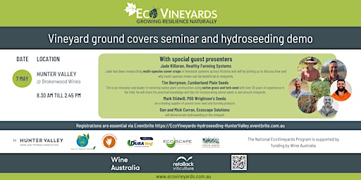 Imagem principal do evento Hunter Valley EcoVineyards ground covers seminar and hydroseeding demo