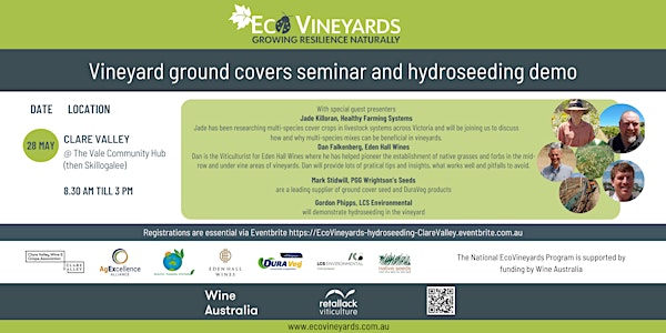 Clare Valley EcoVineyards ground covers seminar and hydroseeding demo