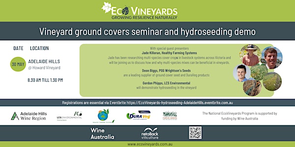 Adelaide Hills EcoVineyards ground covers seminar and hydroseeding demo