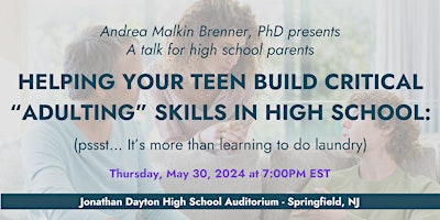 Imagen principal de HELPING YOUR TEEN BUILD CRITICAL "ADULTING" SKILLS IN HIGH SCHOOL