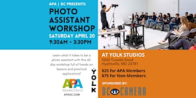 Imagem principal do evento APA | DC Presents: Photo Assistant Workshop