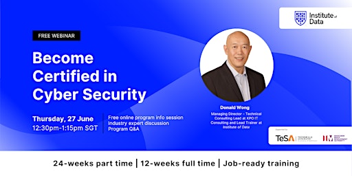 Imagem principal do evento Webinar - Singapore Cyber Security Program Info Session: June 27, 12:30pm