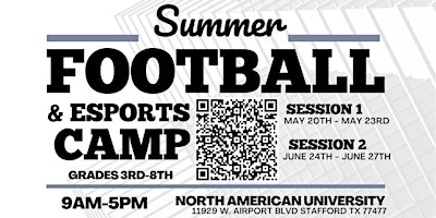 Primaire afbeelding van North American University Football Summer Camp 2024 (3rd-8th)