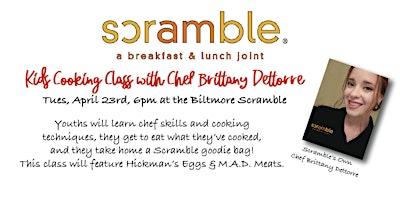 Primaire afbeelding van Scramble's April 2024 Kid's Cooking Class with Chef Brittany Dettorre