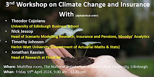 3rd Workshop on Climate Change and Insurance primary image