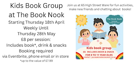 Children's Book Group: weekly club for 8 to 11 year olds