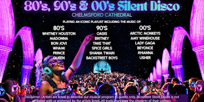Imagem principal do evento 80s, 90s & 00s Silent Disco in Chelmsford Cathedral