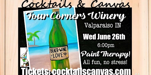 Imagen principal de "BEACH + WINE = LOVE" Cocktails and Canvas Painting Art Event