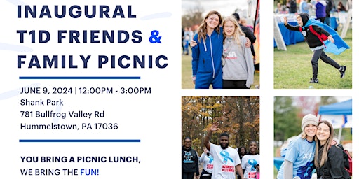 Primaire afbeelding van Inaugural Central Pennsylvania T1D Friends & Family Picnic