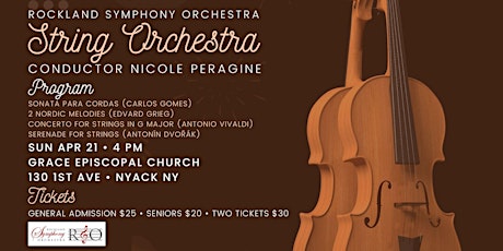 Rockland Symphony Orchestra April 21 in Nyack NY